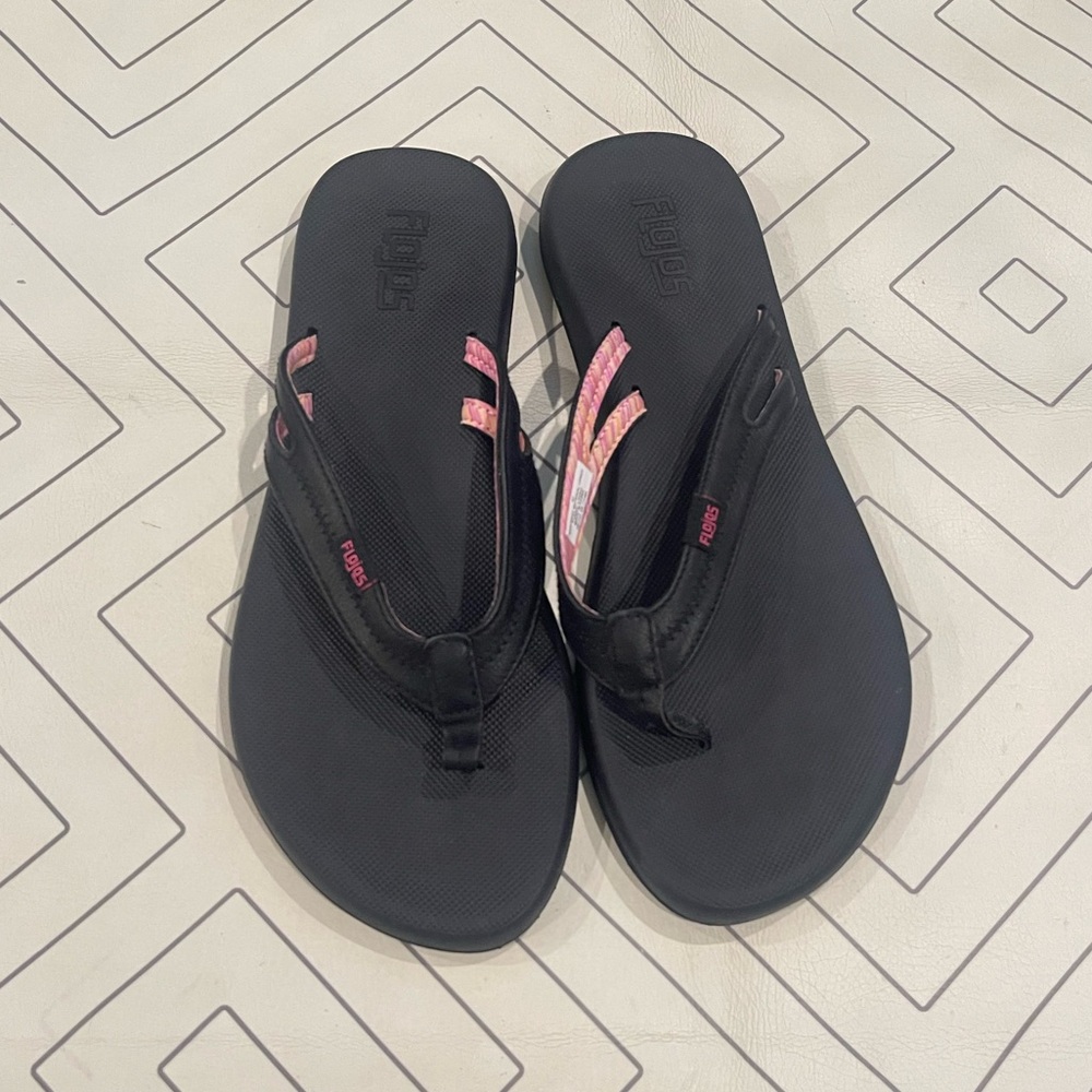 New Flojos Black Thong Sandals
